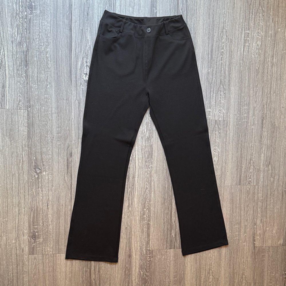 Classic Black Straight-Leg Work Pants | Size L